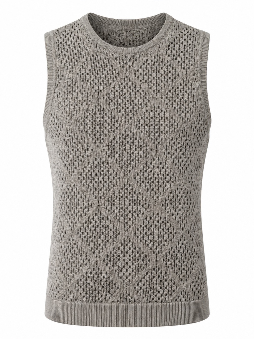 NWT Massive Luxury NYC Women’s Small Open Knit Crochet Sweater Vest Gray